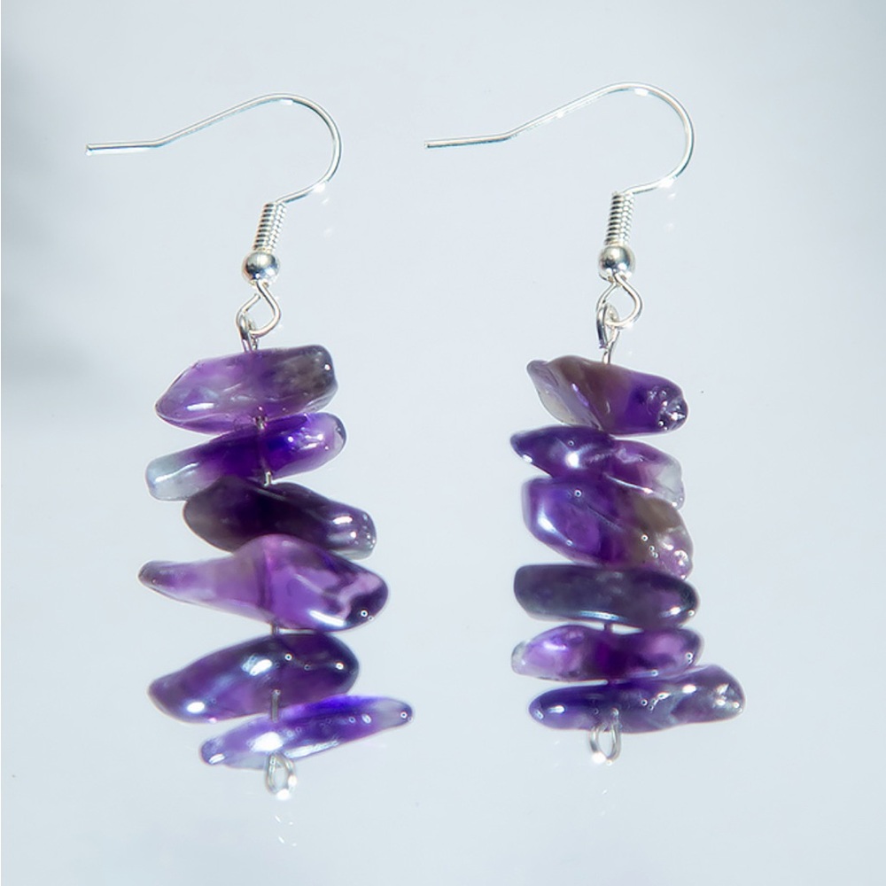 Amethyst Cluster Drop Earrings